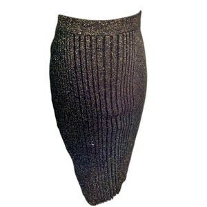 NWT Gold Knit Skirt Carmen Marc Valvo Black and Gold